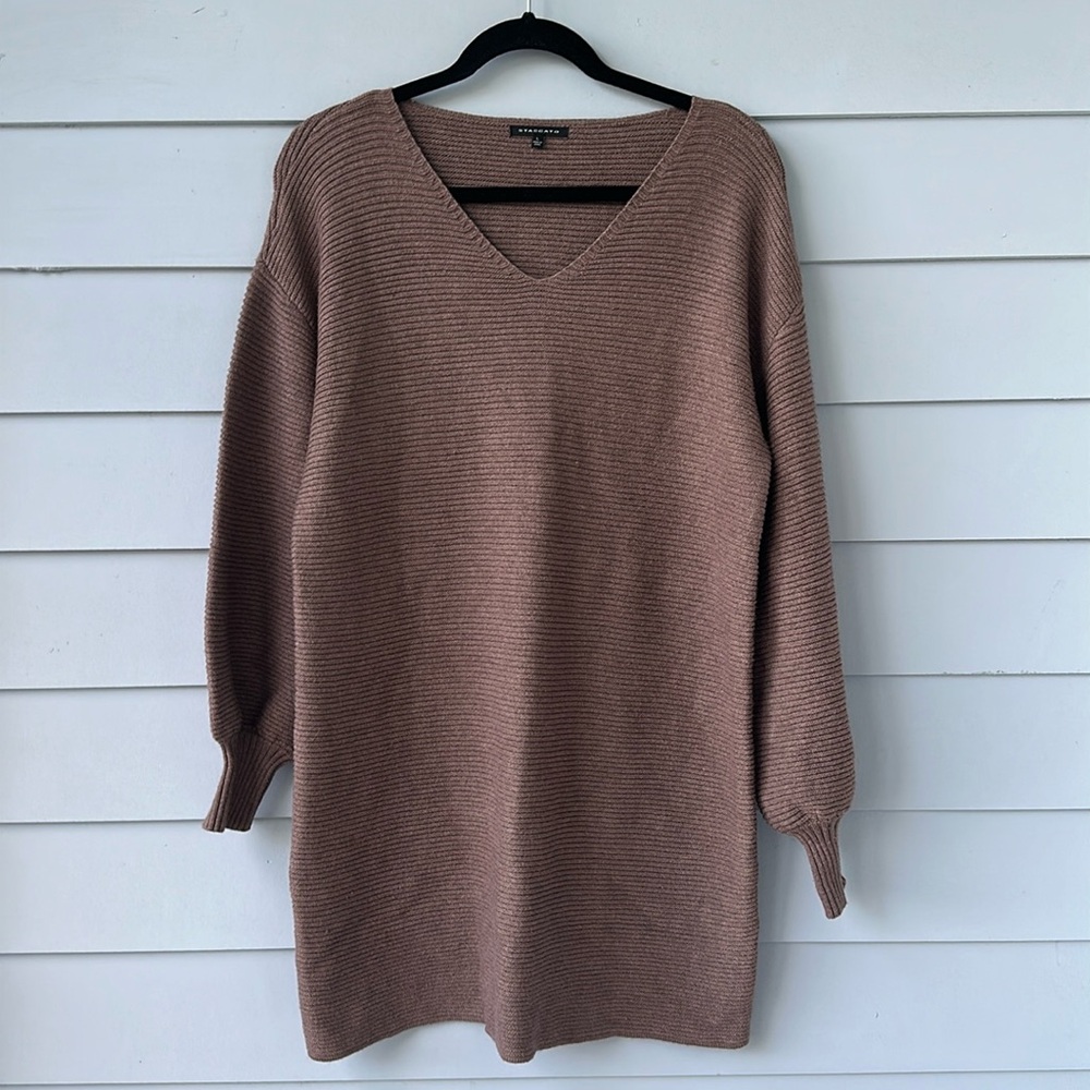 ☀️BOGO Item Staccato Mauve Taupe Bubble Sleeve Sweater Dress☀️